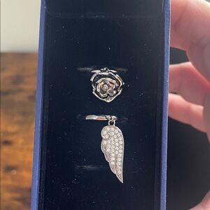 Swarovski Silver Wing Ring with Crystal Accents